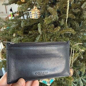 Coach Pebbled Black Leather card case wallet